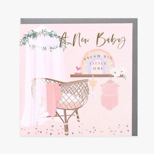 New Baby Girl Card - Crib