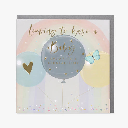 Leaving to have a Baby Card - Balloons & Rainbow