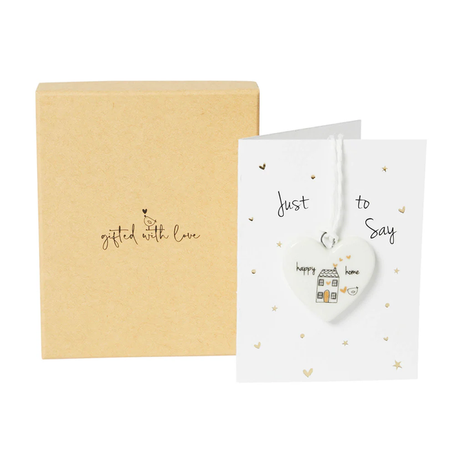 Happy Home Boxed Mini Porcelain Heart on Mini Sentiment Card