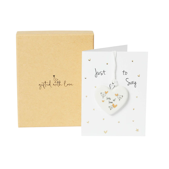 Lots of Love Boxed Mini Porcelain Heart on Mini Sentiment Card