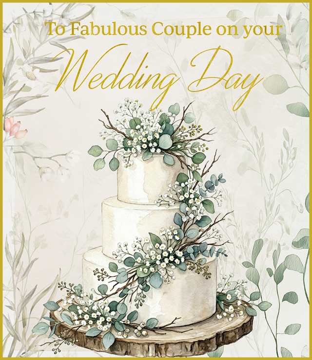 Fabulous Couple Wedding Day Card - Wedding Cake