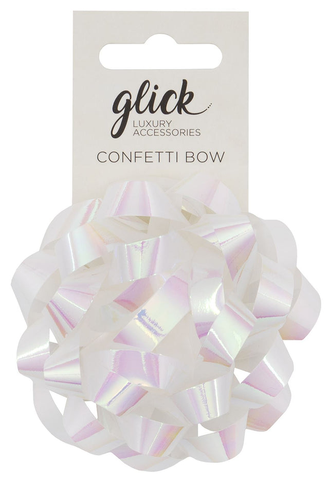 Confetti Bow - Iridescent White
