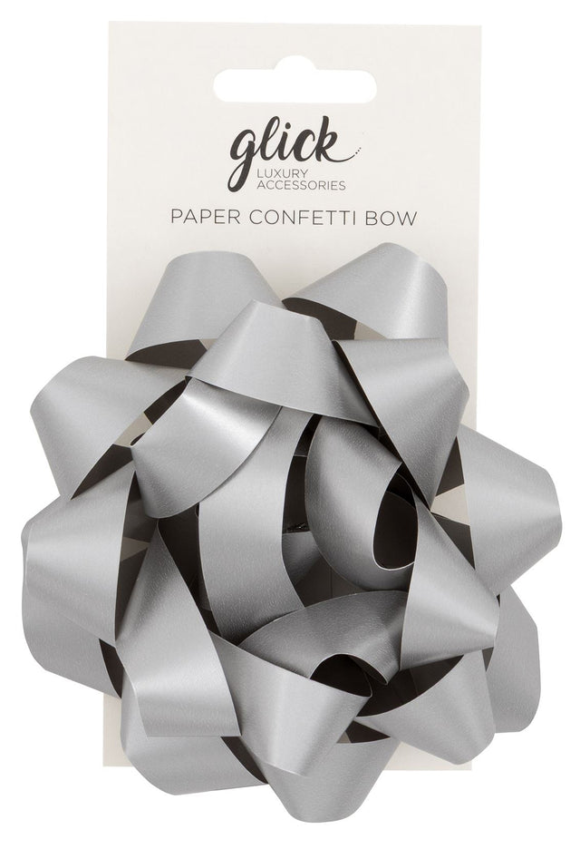 Paper Confetti Bow - Silver