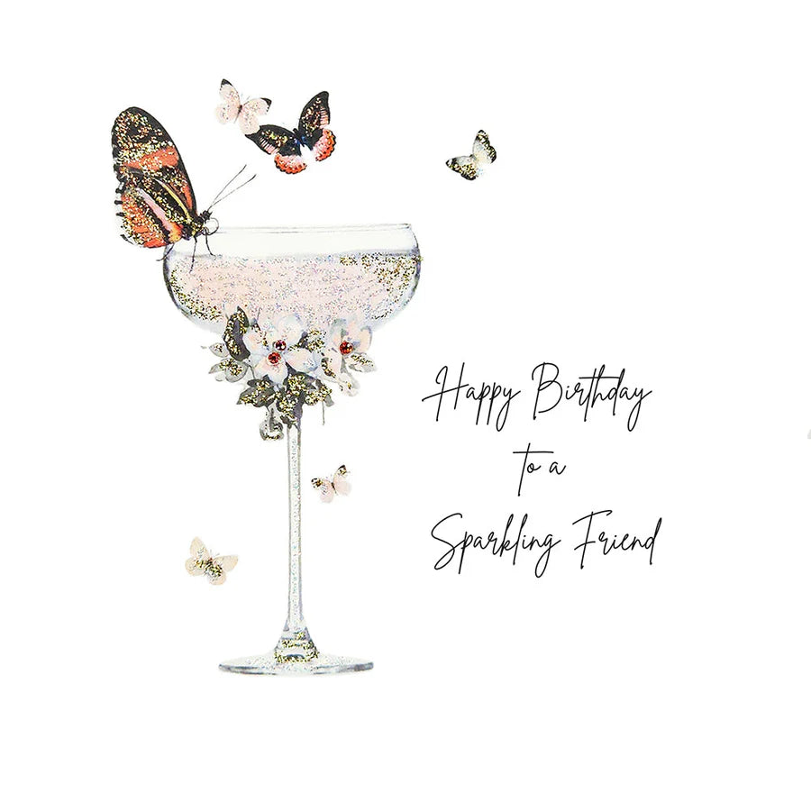 Happy Birthday Sparkling Friend Card - Cocktail