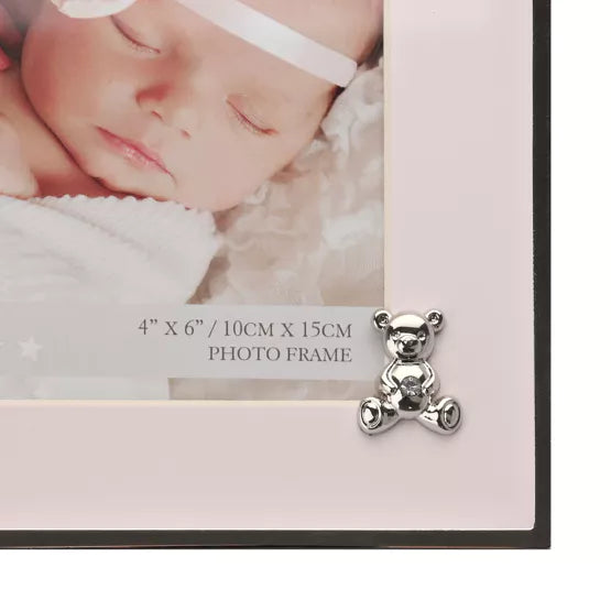 Pink Mount Photo Frame with Teddy 4" x 6"