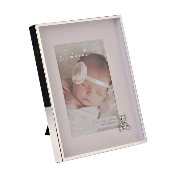 Pink Mount Photo Frame with Teddy 4" x 6"