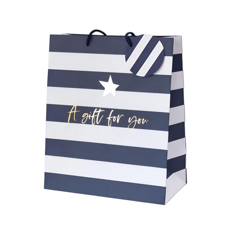 Belly Button Giftware Navy Stripe Large Gift Bag