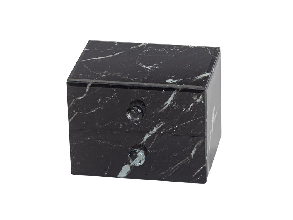 Black Marble Box with 2 Drawers