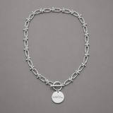 Miss Dee Silver T Bar Disc Necklace