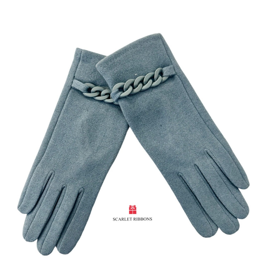 Blue Gloves with Chain Detail