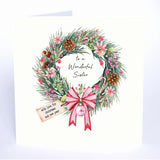 To A Wonderful Sister Christmas Card (Wreath)