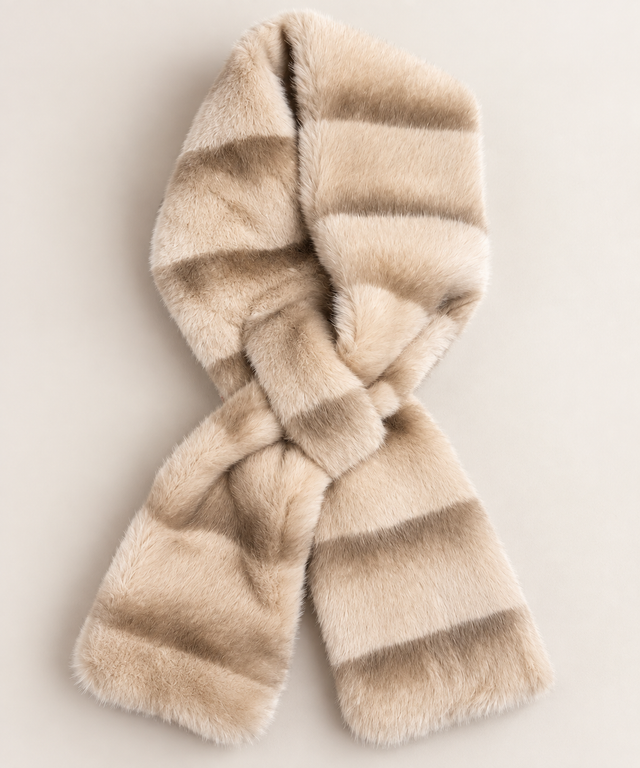Faux Fur Crossover Scarf - Cream