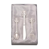 Silver-Plated Knife, Fork, & Spoon Set with Teddy Top