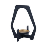 Black Pillar Candle Holder with Glass Cup 32cm
