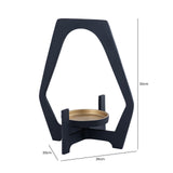 Black Pillar Candle Holder with Glass Cup 32cm