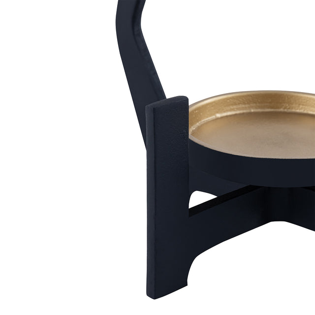 Black Pillar Candle Holder with Glass Cup 32cm