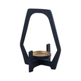 Black Pillar Candle Holder with Glass Cup 26cm