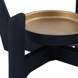 Black Pillar Candle Holder with Glass Cup 26cm