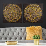 Black and Gold Spiral Abstract Canvas 90x90