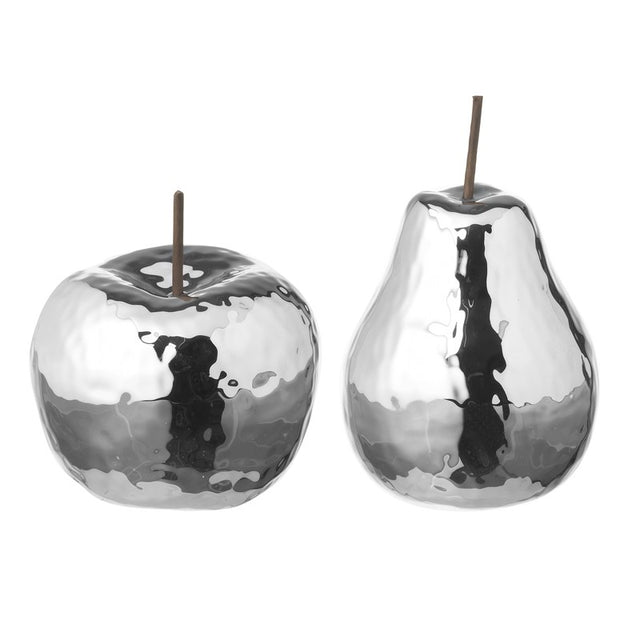 Ceramic Silver Apple Decoration