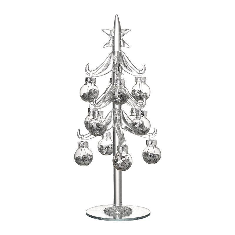 Clear Glass Tree with Baubles