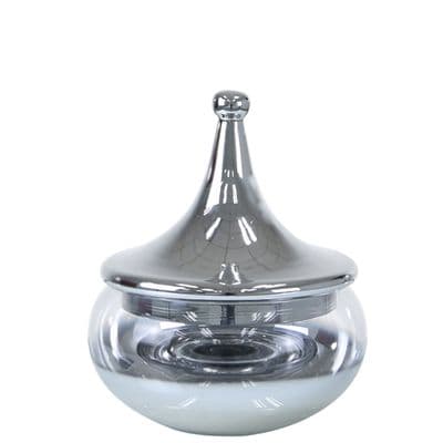 Clear Glass Vase With Chrome Fluted Lid