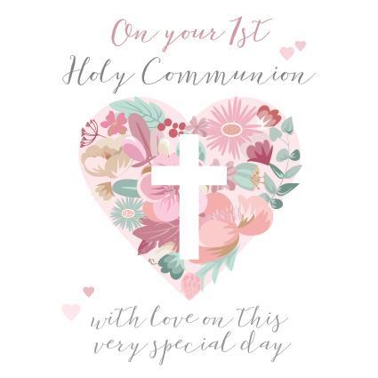 On Your 1st Communion Pink Card