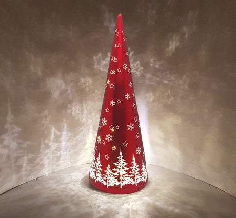 Red Festive Light up Cone - White LED’s