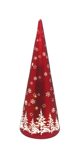 Red Festive Light up Cone - White LED’s
