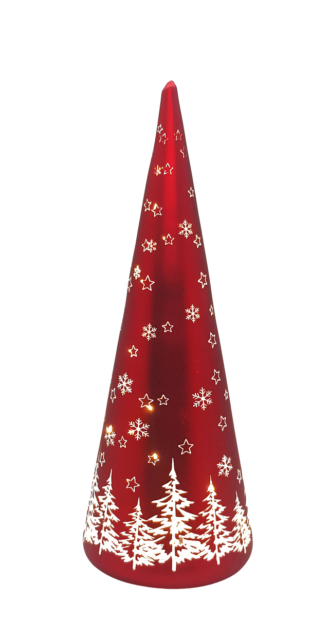 Red Festive Light up Cone - White LED’s