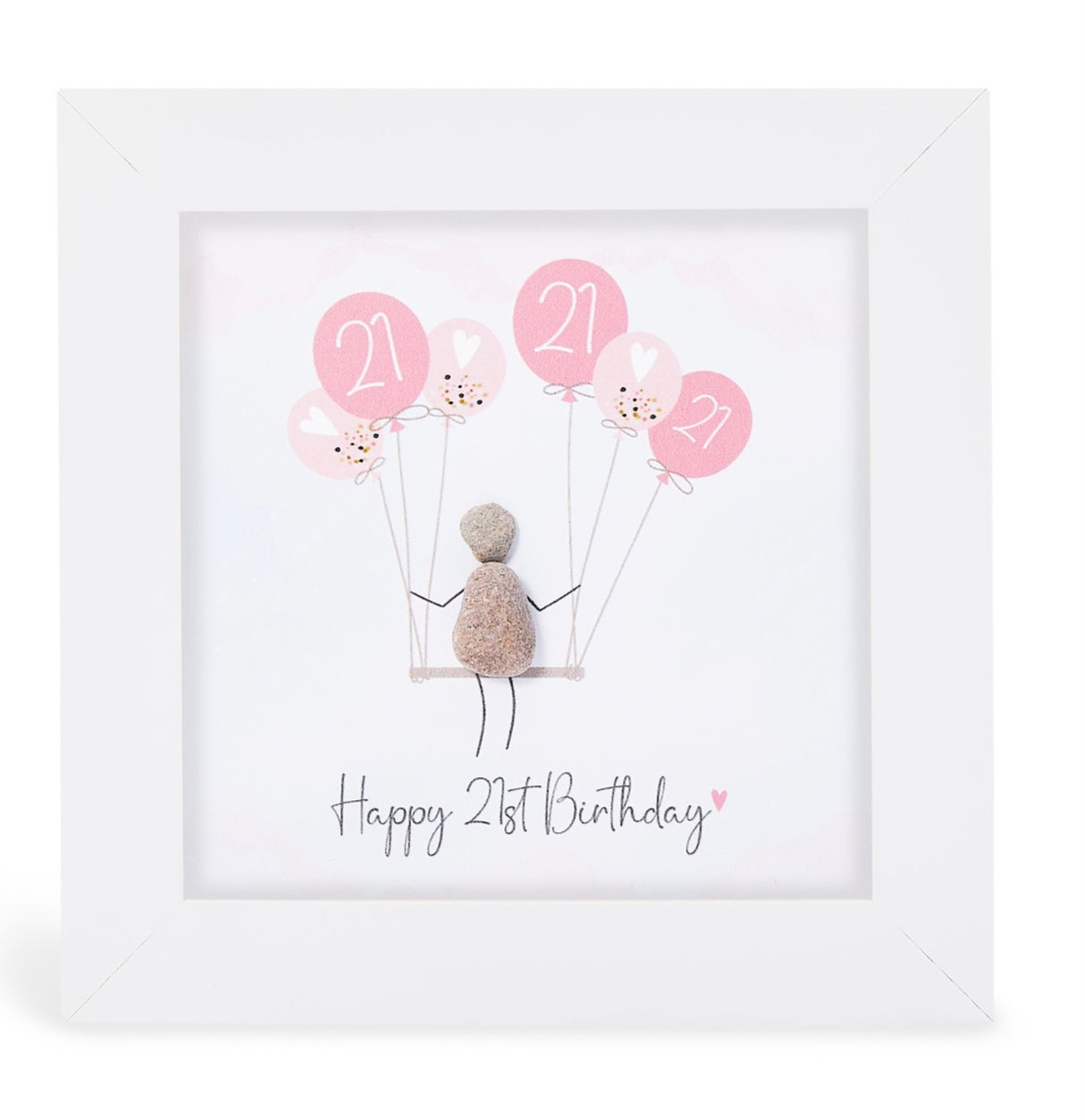 Mini Pebble Picture - 21st Birthday Balloons