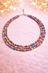 3 Row Multi Colour Bead Necklace