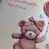 Beautiful New Great Granddaughter Card - Pink Teddy