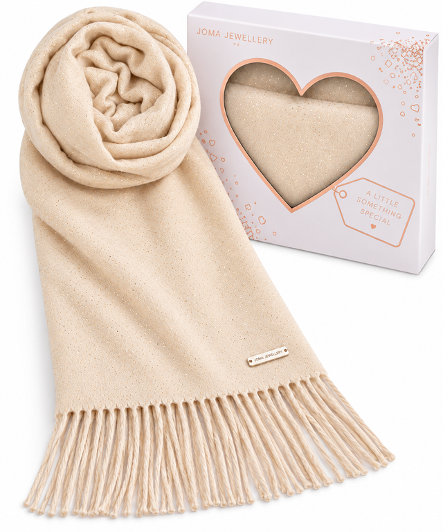 Foil Speckle Boxed Scarf  - Cream