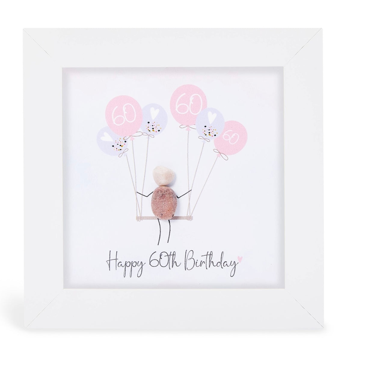 Mini Pebble Picture - 60th Birthday Balloons