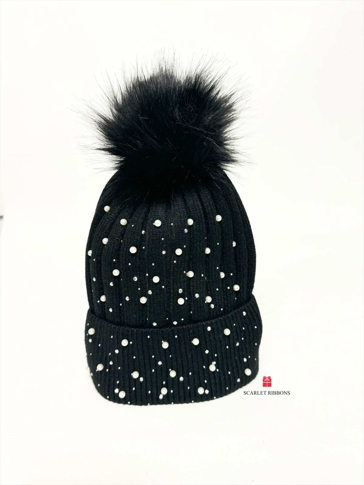 Pearl Detail Hat - Black