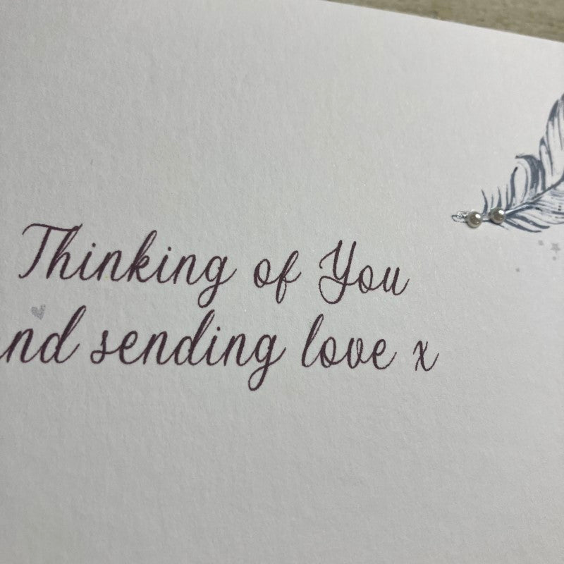 Thinking of You & Sending Love Card - Feather – Scarlet Ribbons