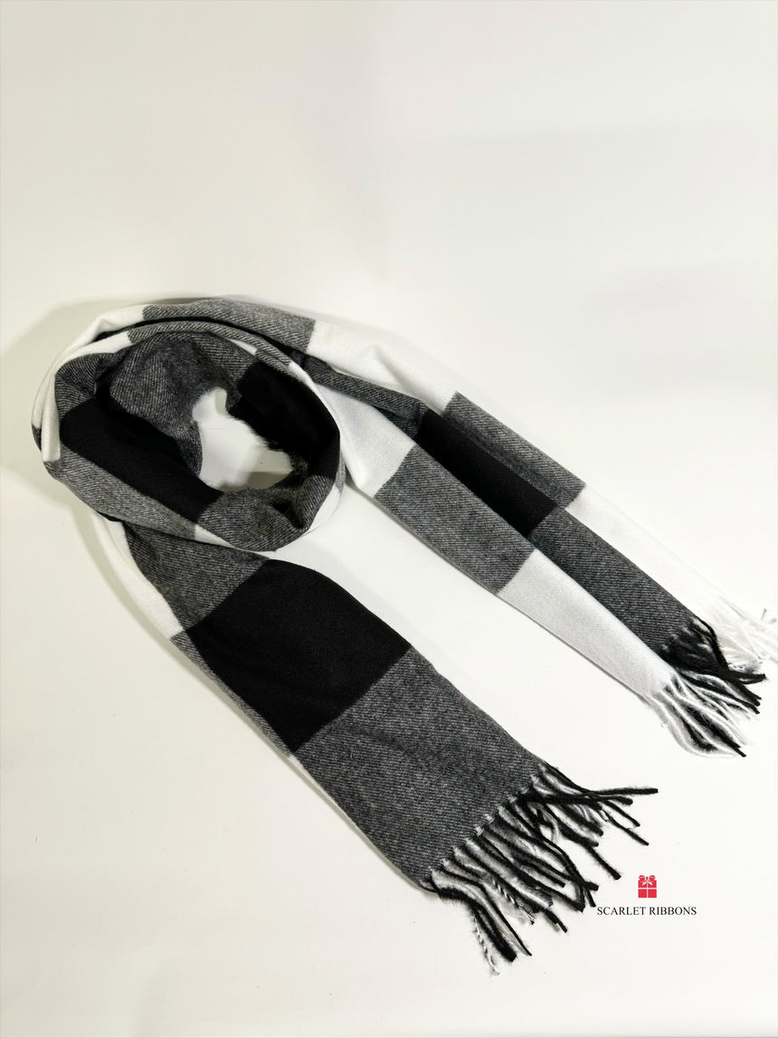 Checked Scarf Black and White