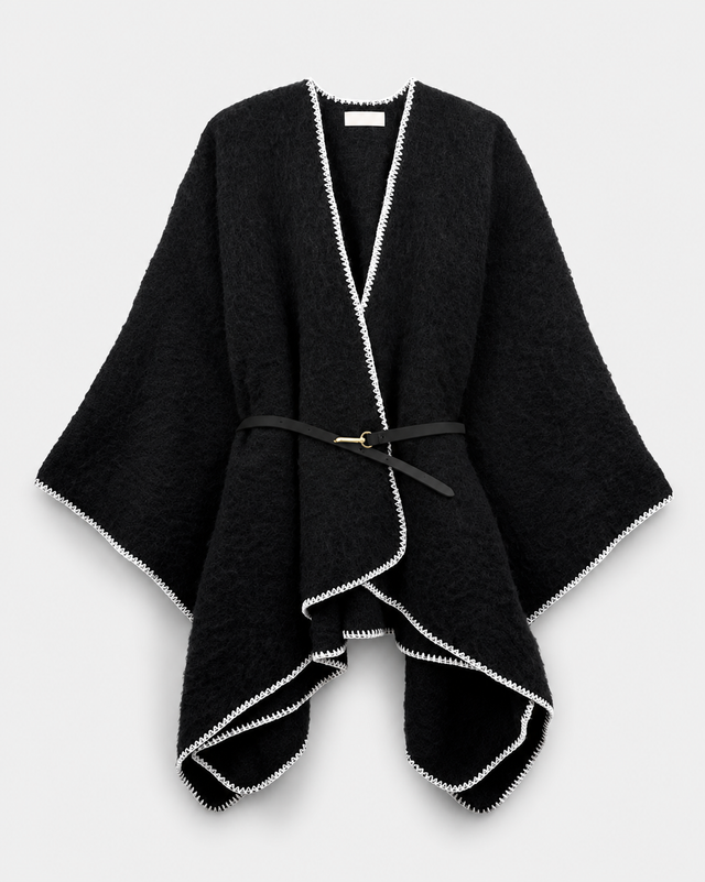 Katie Loxton Whipstitch Cape with Belt - Black