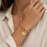 Miss Dee Gold T Bar Disc Bracelet