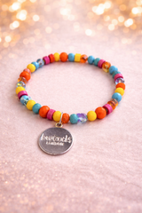 Multi Colour Bead Bracelet Silver