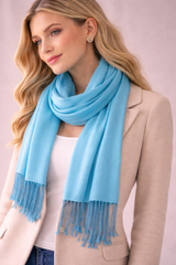 Lightweight Scarf with Fringes - Turquoise