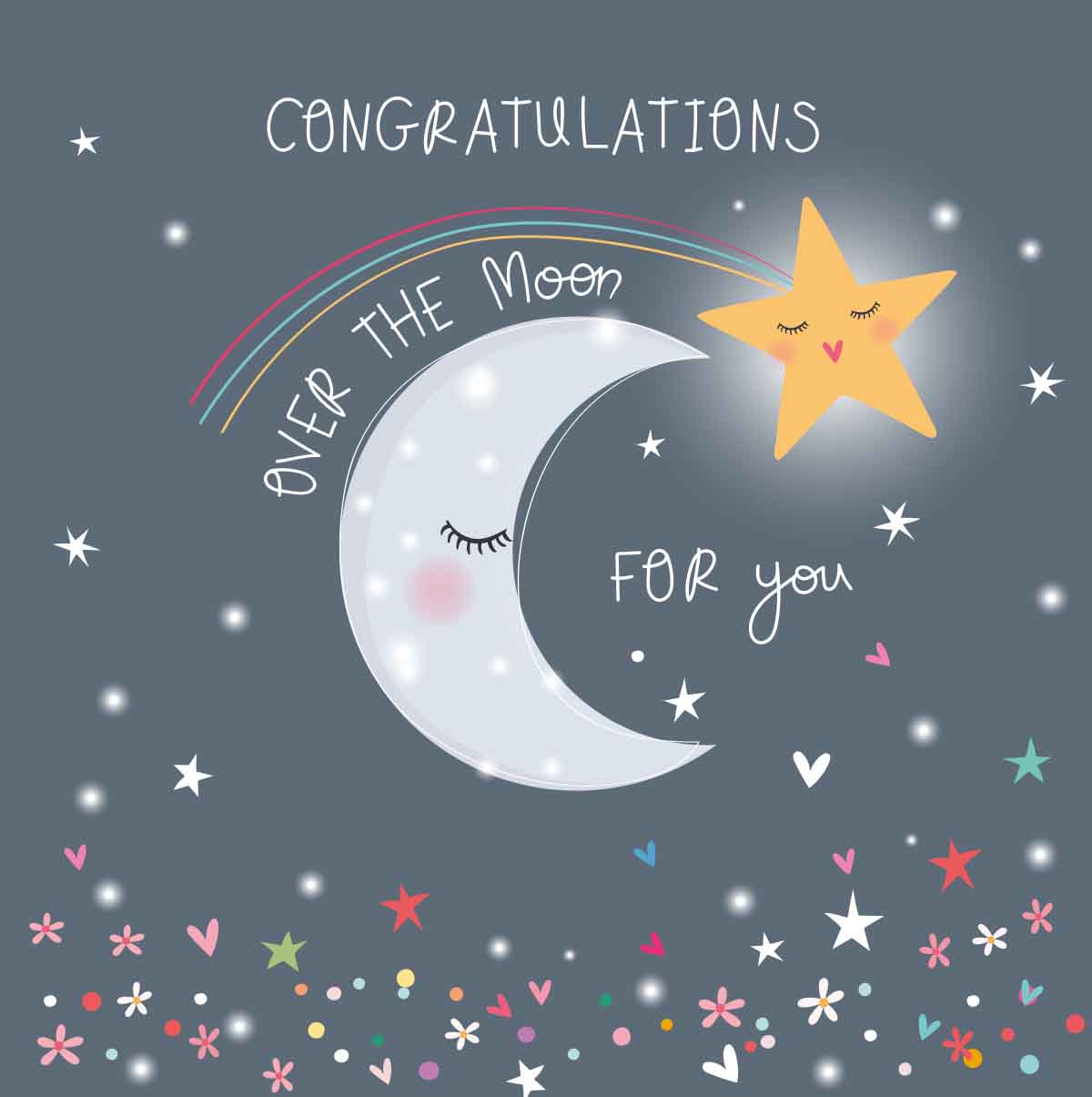 Congratulations Over the Moon Card