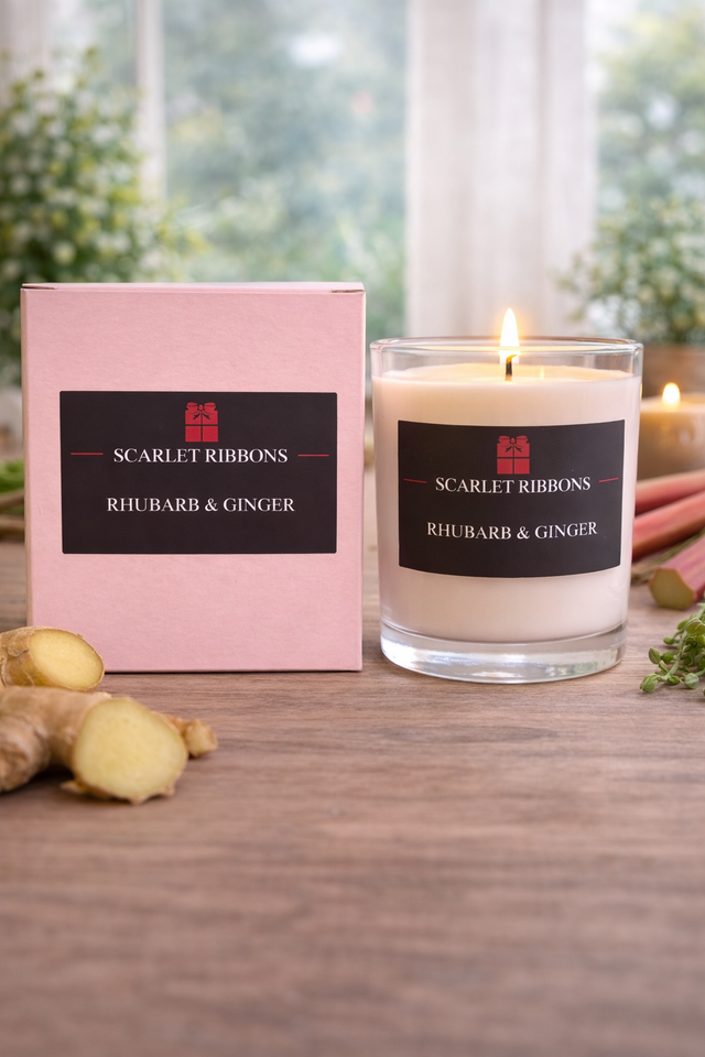 Scarlet Ribbons 30cl Glass Candle - Rhubarb & Ginger