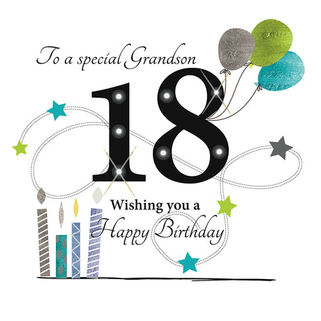 Rush Designs Grandson 18th Birthday Card