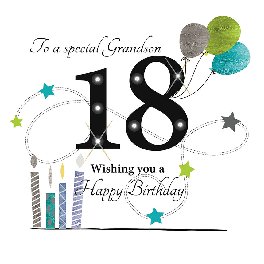 Rush Designs Grandson 18th Birthday Card