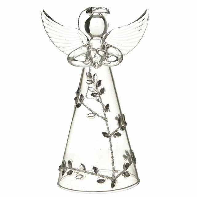 Glass Angel With Leaf Design Skirt