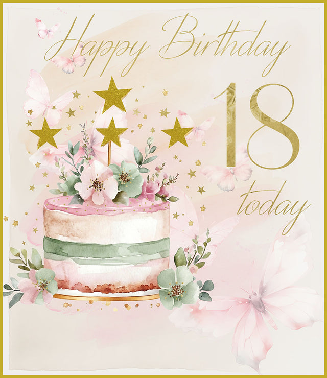 Happy Birthday 18 Card - Cake