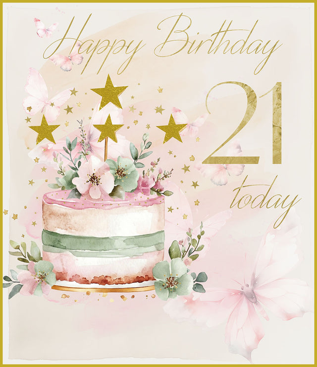 Happy Birthday 21 Card - Cake