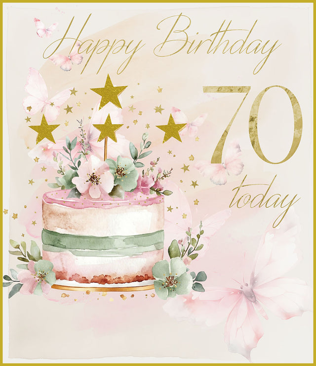 Happy Birthday 70 Card - Cake